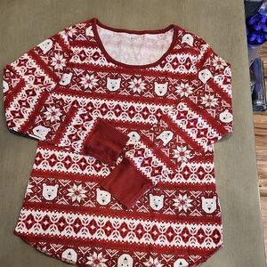💙NWOT - Old Navy Red and White Knit Pajama Top